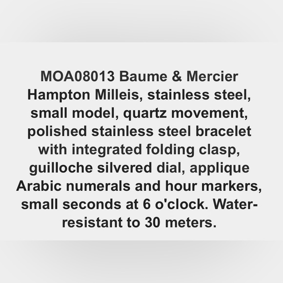 Baume & Mercier Hampton Watch - Picture 2 of 4